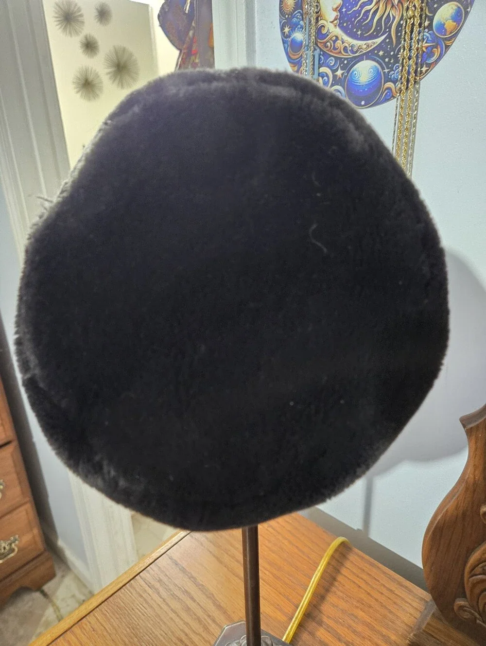 Black Faux Fur Bucket Hat - Brand Unbranded